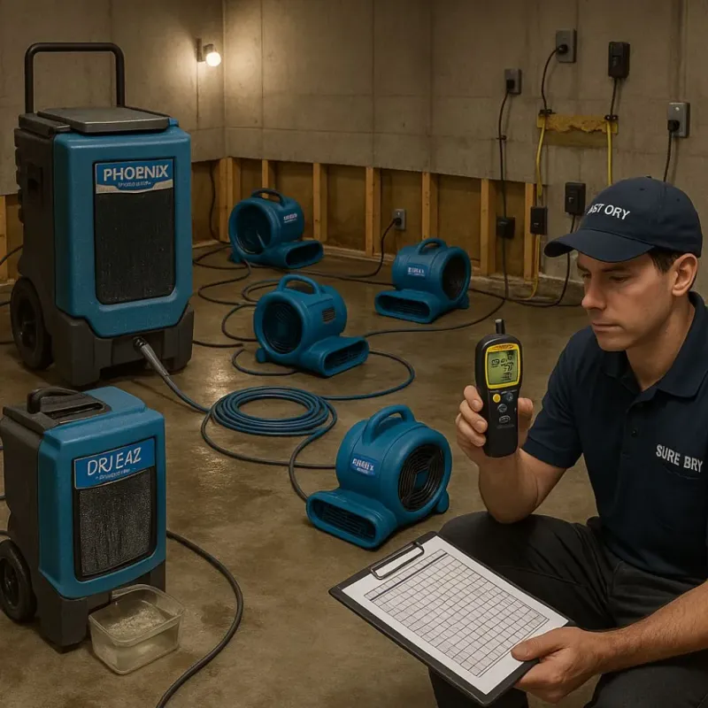 Structural Drying and Dehumidification process in Denair, CA
